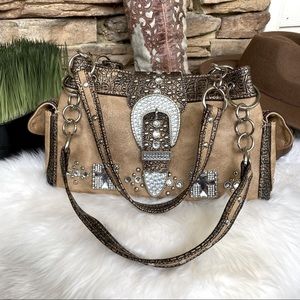 Western-Style Rhinestone & Tooled handbag NWOT